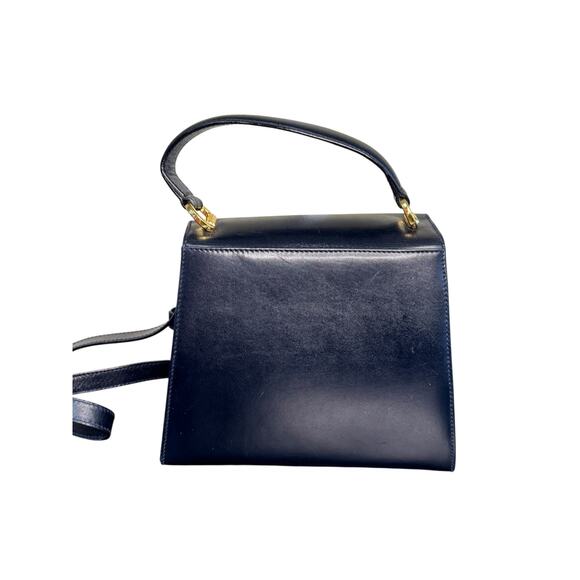 Salvatore Ferragamo Vintage Top Handle Bag in Navy Blue w/Gold Hardware - Picture 2 of 16